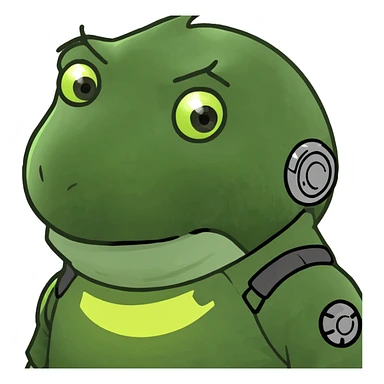 Game Theory logo emoji, green gear with black center, glowing effect sticker