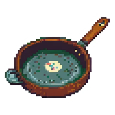 frying pan, retro video game look sticker