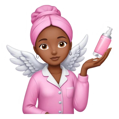 angelic black girl doing skin care in pink pajamas sticker
