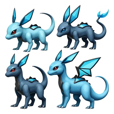 Shiny Futuristic Dusclops-Dusknoir-Salandit-Glaceon-Fakémon-hybrid-creature (full body)  sticker