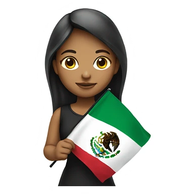 Girl holding Mexican flag  sticker