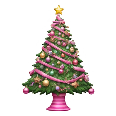 Large pink Christmas tree decorated with ornaments  sticker