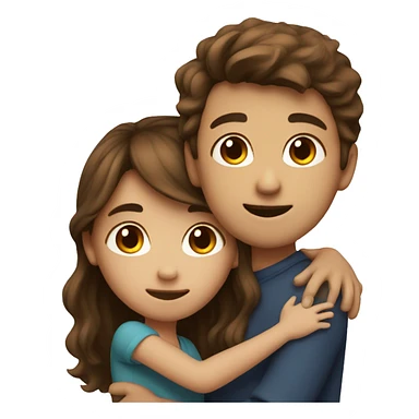 a girl with brown hair and a boy with brown hair hugging  sticker