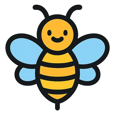 cute bee bee icon with color outline sticker