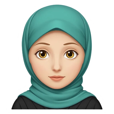 Make a girl with a hijab duolingo emojies styles and make her white and only her face appear and looking forward not left or right sticker