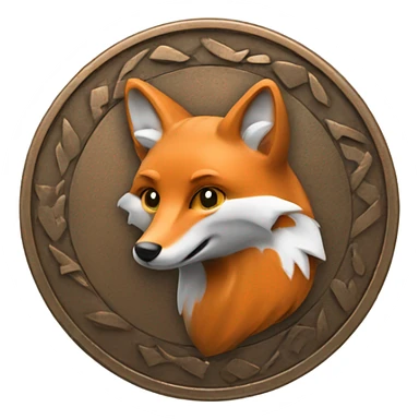 bronze coin with a fox sticker