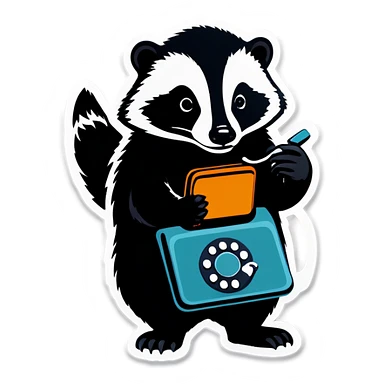 badger with corded phone sticker