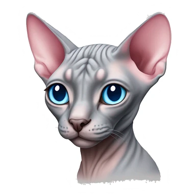 Grey and pink sphynx cat with blue eyes sticker