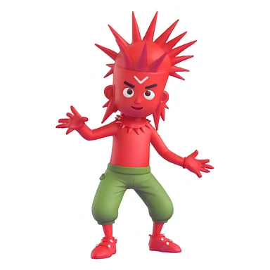 Sprunki character with red skin, wearing spikes on his head, in a fun and expressive pose sticker