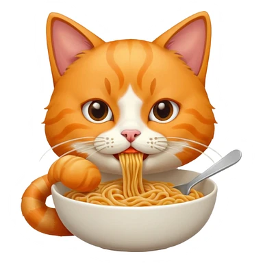 Cat eating noodles  sticker