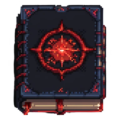 red spellbook with dark aura pixel art sticker
