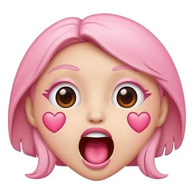 heart eyes emoji with pink hearts, open mouth sticker