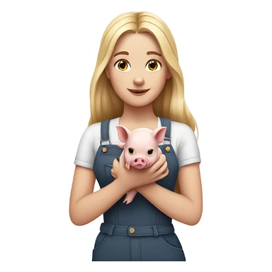 White girl Holding a very tiny pig sticker