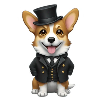 Corgi negro con traje de Sherlock holmes sticker