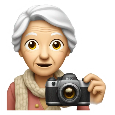 old woman and a camera sticker