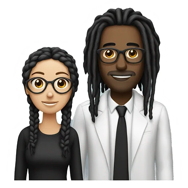 A couple  and the man is black with dreads and the women is white with black glasses and black hair sticker