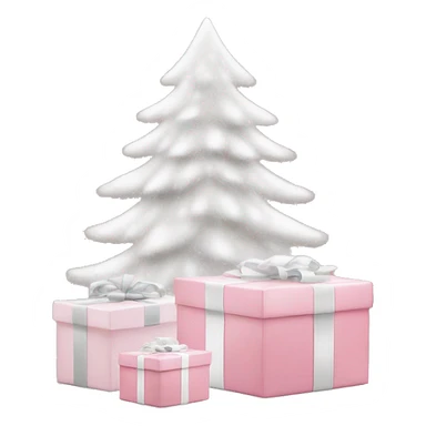 Light pink Christmas gifts under a white Christmas tree  sticker
