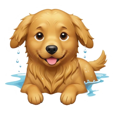 Golden retriever swimming sticker