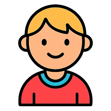child, lineal color icon with black outlines, simple and modern sticker