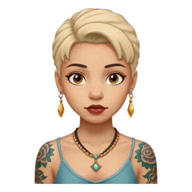 ancient girl Tattooed, not wearing necklace sticker