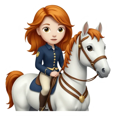 Ginger hair girl on a white horse sticker