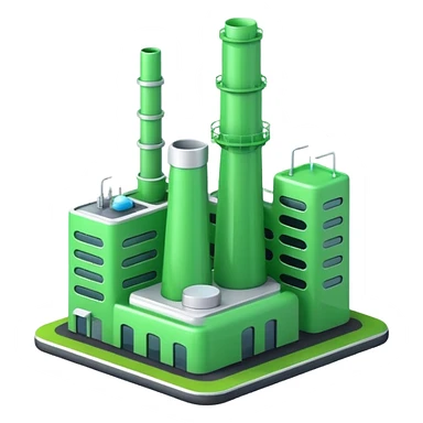 high quality green color factory, cool and modern design, visually appealing sticker