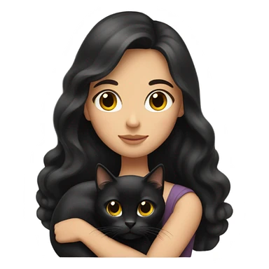 Brunette holds black cat sticker