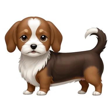 Miniature chocolate brown and tan dachshund wagging its tail with fluffy black shih tzu sticker