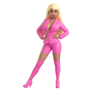 Nicki Minaj wearing a pink outfit with hair that is half blonde and half pink sticker