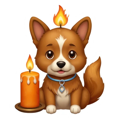 dog holding a lit aromatic candle in hand sticker