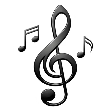 Minimalistic flat vector icon, iOS style, thin black contour on white background. Treble clef and musical notes. Clean, no text, no shadows.
 sticker