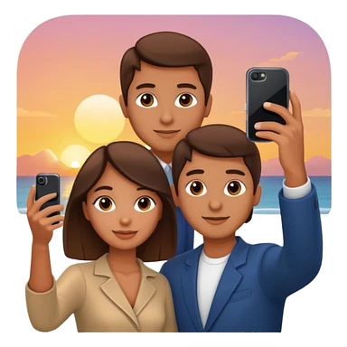 Couple Selfie + phone + sunset sticker