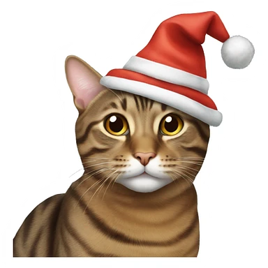 brown tabby cat in a New Year's hat sticker