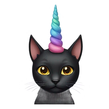 Black cat with a unicorn horn sticker