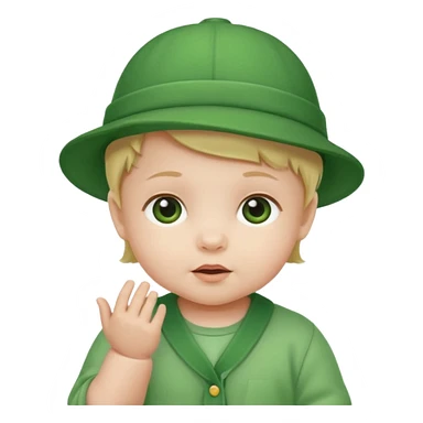 baby with green hat sticker