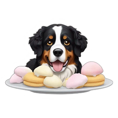 Bernese mountain dog eating meringues and double cream sticker
