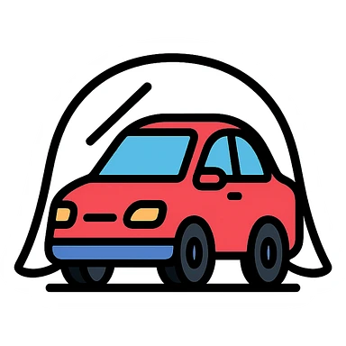 modern colorful icon of a car covered with a transparent protective film sticker