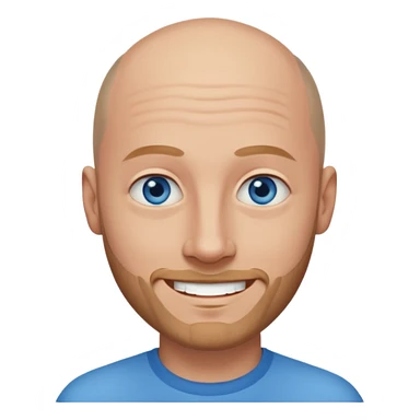 homme yeux bleus presque chauve et une barbe courte moins de chevaux et sourir sticker