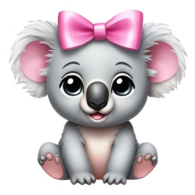 Baby koala wearing pink bow  sticker