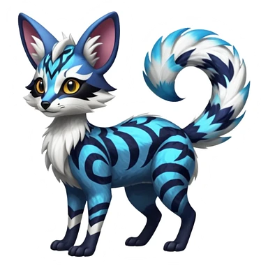 Futuristic furry fluffy floofy feathery tribal marked Genet-Absol-Kyurem-Zeraora-Primagen-fusion-creature  sticker