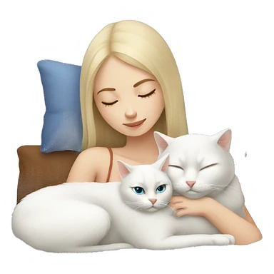 Russian girl sleeping with white cat sticker