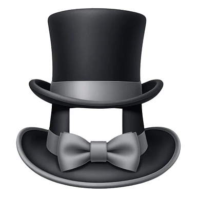 black top hat with gray ribbon sticker