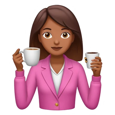 Mulher morena tomando café  com roupa rosa esfriando o café  sticker