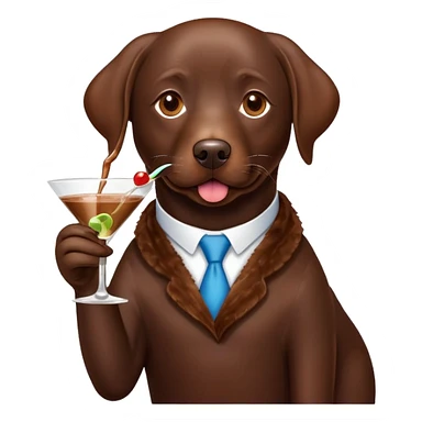 Chocolate lab dog drinking a martini sticker