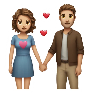 girl with brown hair brown eyes standing next to tall guy with light brown hair with hearts  sticker