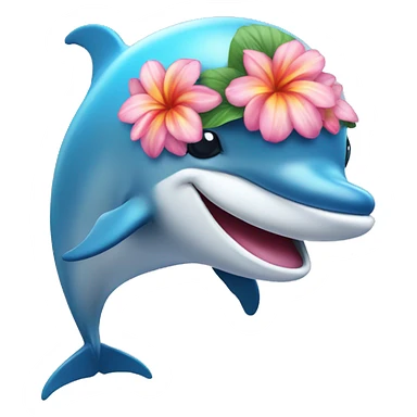 Happy dolphin with a flower hat sticker