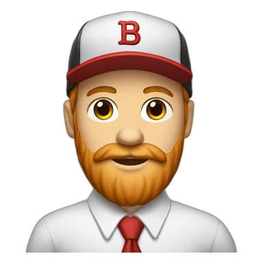white-man, red beard-in-black-baseball-cap,-white-shirt-and-red-tie sticker