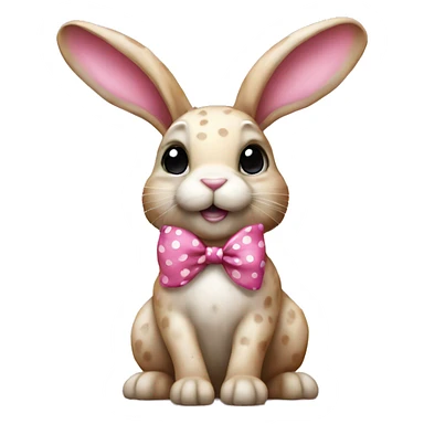 realistic full size bunny with spots with and a pink bow sticker