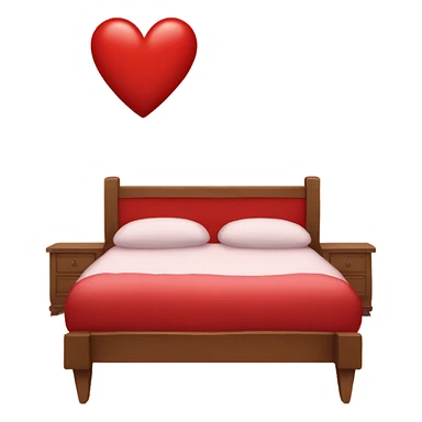 Red bed in the shape of a heart sticker