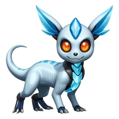 Shiny Futuristic Duskull-Salandit-Glaceon-Fakémon-hybrid-creature (full body)  sticker